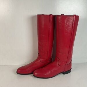 Vintage Justin Ruby Red Riding Boots 8.5 AA (Extra Narrow) USA Made Campus
